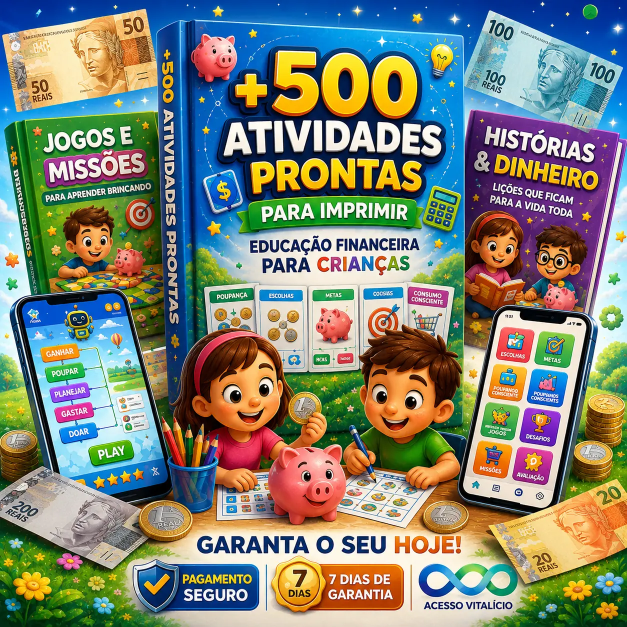 Kit Educação Física Escolar com atividades, jogos educativos e missões criativas